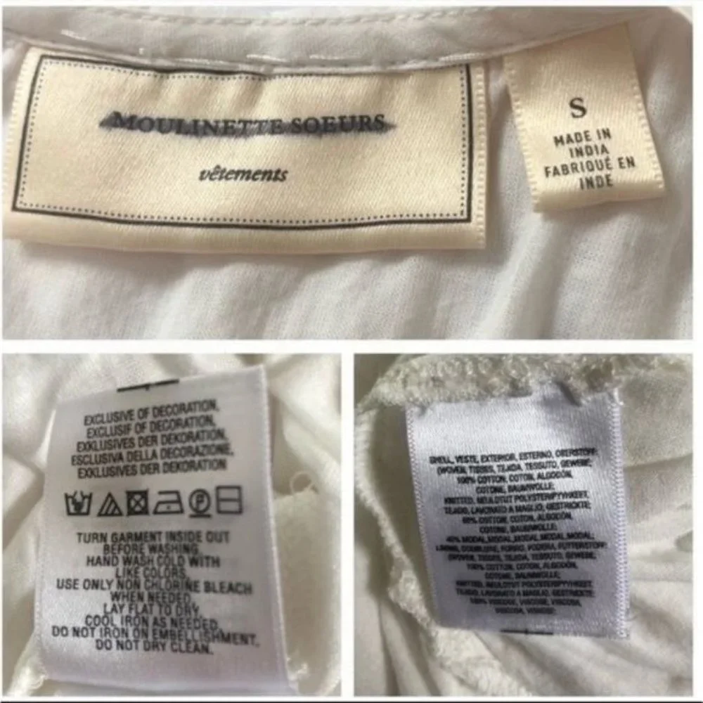 Anthropologie Moulinette Soeurs Bristol Embellished Top in Ivory Size S